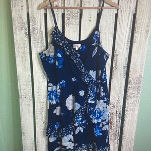 Xhilaration Navy and White Floral Dress
